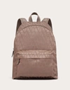 Valentino Garavani Toile Iconographe Backpack In Technical Fabric In Clay