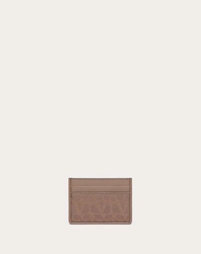 Valentino Garavani Toile Iconographe Wallet In Technical Fabric With Leather Details In Brown