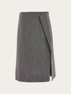 Ferragamo A-line Tweed Wrap Skirt In Salt And Pepper