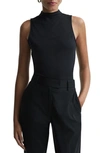 Reiss Bianca Ruched Funnel Neck Sleeveless Top In Black