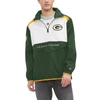 TOMMY HILFIGER TOMMY HILFIGER GREEN/WHITE GREEN BAY PACKERS CARTER HALF-ZIP HOODED TOP