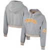 The Wild Collective Heather Gray Tennessee Volunteers Cropped Shimmer Pullover Hoodie In Heather Gray