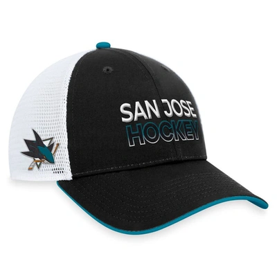 FANATICS FANATICS BRANDED  BLACK SAN JOSE SHARKS AUTHENTIC PRO RINK TRUCKER ADJUSTABLE HAT