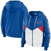 Wear By Erin Andrews Women's  Royal, White Buffalo Bills Color Block Light Weight Modest Crop Full-zi In Royal