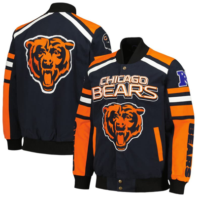 G-iii Sports By Carl Banks Navy Chicago Bears Power Forward Racing Full-snap Jacket