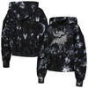 The Wild Collective Black Minnesota Vikings Tie-dye Cropped Pullover Hoodie In Black