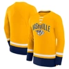 Fanatics Branded Gold Nashville Predators Back Pass Lace-up Long Sleeve T-shirt In Gold
