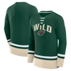 Fanatics Branded Green Minnesota Wild Back Pass Lace-up Long Sleeve T-shirt In Green