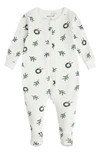 FIRSTS BY PETIT LEM WREATH PRINT FITTED ORGANIC COTTON ONE-PIECE PAJAMAS