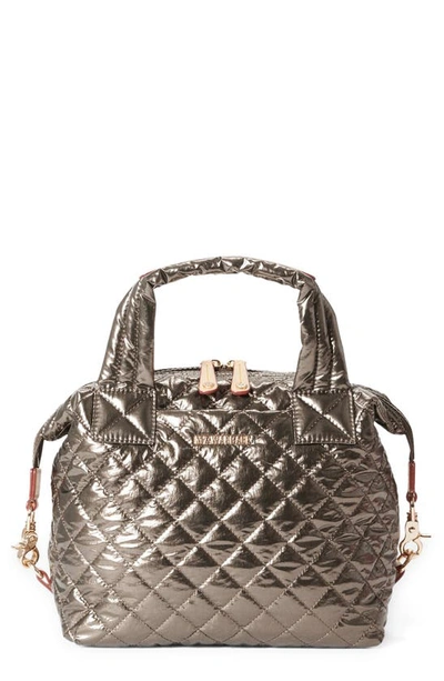 Mz Wallace Sutton Deluxe Small Metallic Top-handle Bag In Moondust Metallic Lacquer