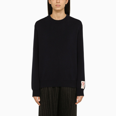 Golden Goose Crew Neck Wool Sweater With Lace Hem In 50501