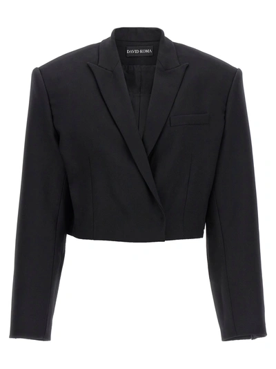 DAVID KOMA CROPPED JACKETS BLACK