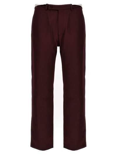MARTINE ROSE ROLLED WAISTBAND TAILORED PANTS BORDEAUX
