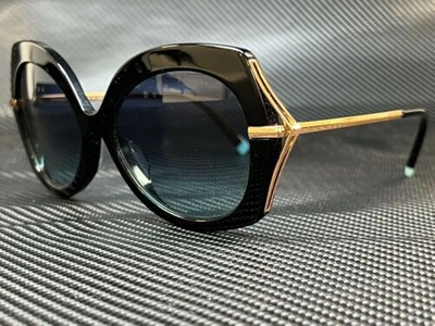 Pre-owned Tiffany & Co . Tf4169 80019s Black Azure Blue Lens Women's Sunglasses 54mm