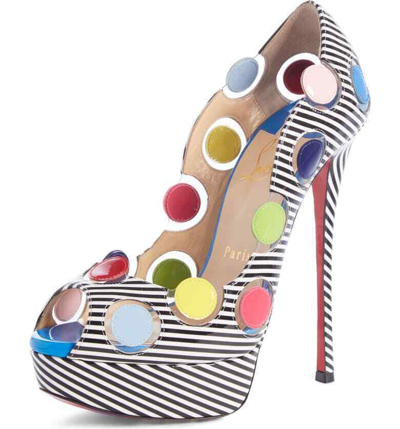 Pre-owned Christian Louboutin Pumps Lady Bug Polka Dot Patent Leather Pump 36 Shoes Heels In Multicolor