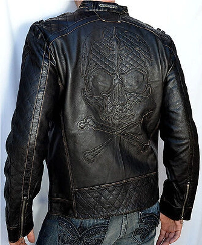 Pre-owned Affliction - Highway Man - Men's Leather Jacket - Biker - - 110ow067 In Black