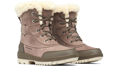 Pre-owned Sorel Tivoli Iv Parc Genuine Shearling Trim Waterproof Boot Omega Taupe Size 8m