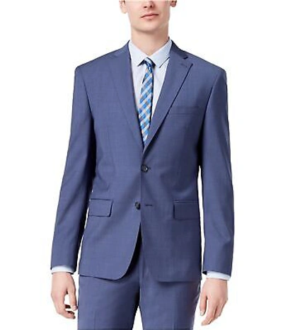 Pre-owned Dkny Mens Neat Suit Two Button Blazer Jacket In Blue