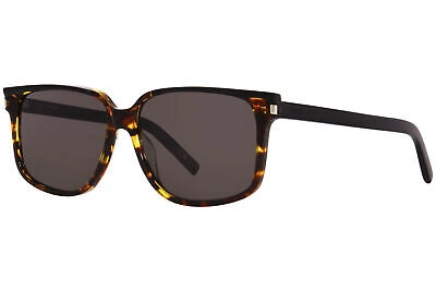 Pre-owned Saint Laurent Sl-599 005 Sunglasses Men's Black/havana/grey Square Shape 58mm In Gray