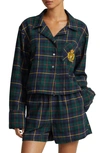 Polo Ralph Lauren Plaid Cotton Flannel Short Sleeve Sleep Set In Polo Tarta