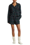 Polo Ralph Lauren Plaid Cotton Flannel Short Sleeve Sleep Set In Polo Tartan