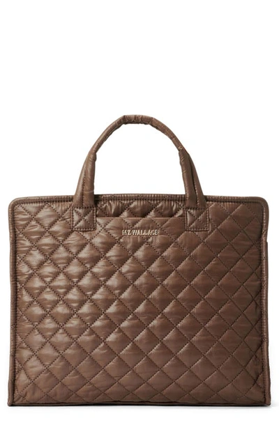 Mz Wallace Metro Medium Box Tote In Walnut/light Gold ModeSens