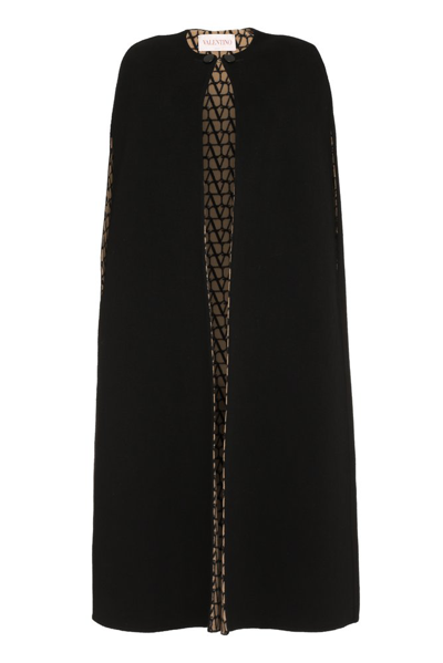 Valentino Toile Iconographe-lining Virgin-wool Cape In Black