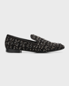 VERSACE MEN'S SUEDE BEAD-EMBELLISHED SMOKING SLIPPERS