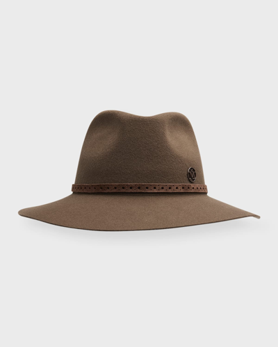 Maison Michel Henrietta Felt Fedora With Suede Belt In Bracken