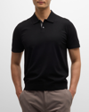 Theory Goris Stretch Knit Polo Shirt In Blk/gry Ht