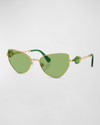 Swarovski 57mm Irregular Butterfly Sunglasses In Gold