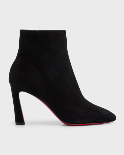 Christian Louboutin So Eleonor Leather Red Sole Booties In Black