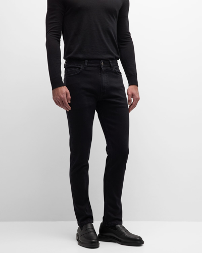Isaia Men's Black Denim Stretch Slim-fit Jeans