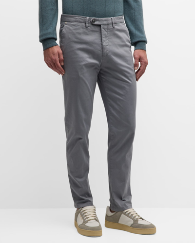 Marco Pescarolo Men's Supima Cotton Dressy Chino Trousers In Dark Grey