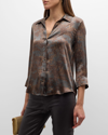 L Agence Dani Safari-printed Silk Blouse In Charcoal Multi Sa