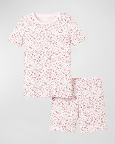 Petite Plume Kid's Pima Cotton Snug Fit Pajama Short Set In Dorset Floral