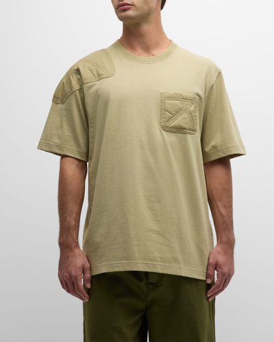 Burberry Men's T-shirt With Tonal Check Patches In Hunter