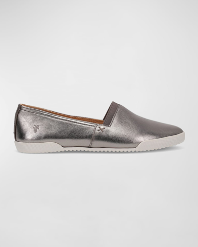 Frye Melanie Leather Slip-on Sneakers In Dark Pewter