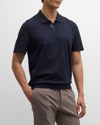 Theory Goris Stretch Knit Polo Shirt In Baltic/ Gray Heather