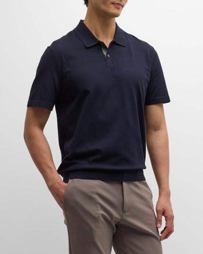 Theory Goris Stretch Knit Polo Shirt In Bltc/gryhr