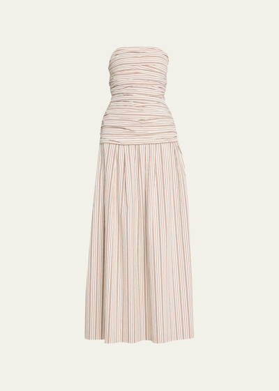 Anna Quan Isadora Striped Drop Waist Maxi Dress In Tobacco Stripe | ModeSens