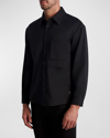 Karl Lagerfeld Solid Stretch Button-up Overshirt In Black
