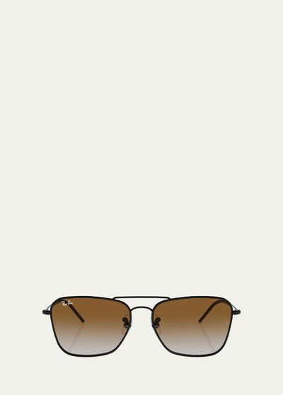 Ray Ban Reverse Gradient Metal Aviator Sunglasses In Black