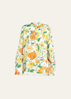 Stella Mccartney Garden Print Button-front Shirt In 7504 Multi Oran