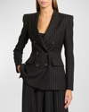 ALEX PERRY METALLIC PINSTRIPE FITTED DOUBLE-BREASTED BLAZER JACKET