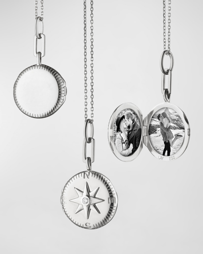Monica Rich Kosann Sterling Silver "adventure" Compass Locket Necklace
