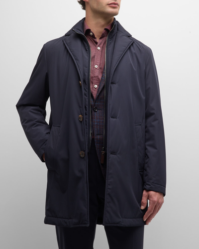 Canali Men's Tech Topcoat With Detachable Bib In Navy