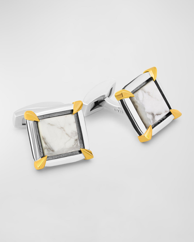 Tateossian Men's Two-tone Claw Cufflinks With Howlite In White