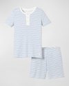 Petite Plume Kid's Pima Cotton Snug Fit Pajama Short Set In La Mer