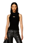 Diesel Ribbed-knit Turtleneck Top In Nero